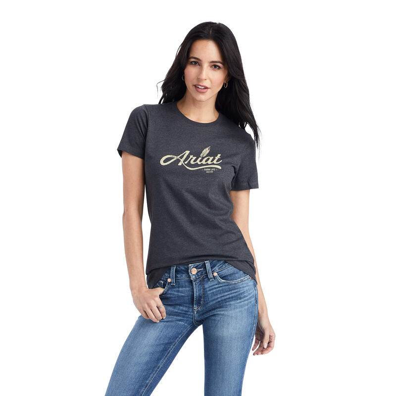 Ariat T-Shirts Damen - Wheat Script DunkelGrau ( BXCVQ-0296 )